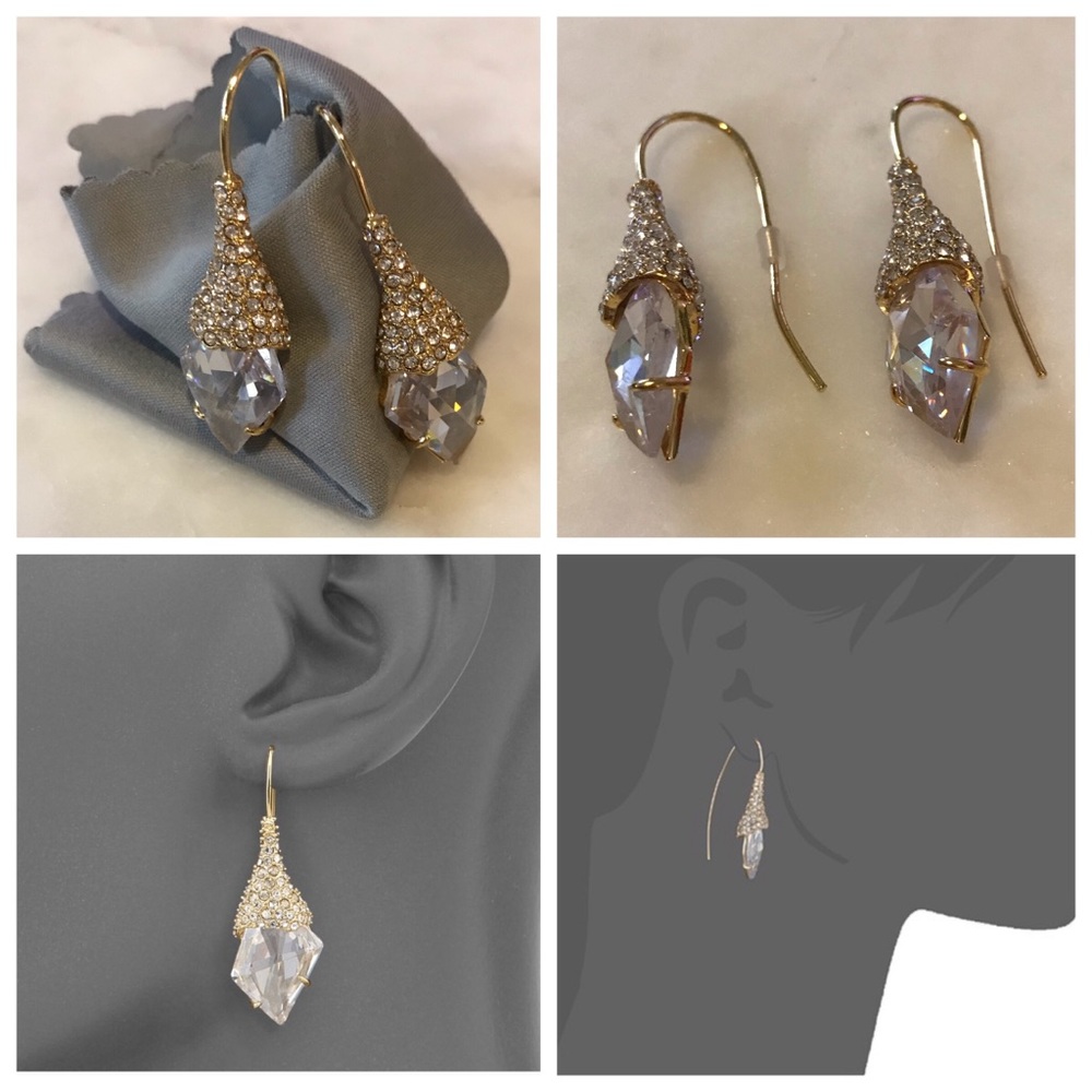 Gold & Crystal Infinity Wire Drop Earrings